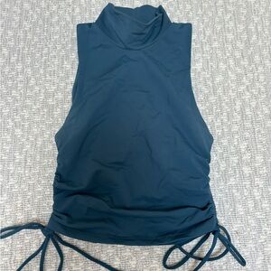 ZARA Teal Cropped Turtleneck Top